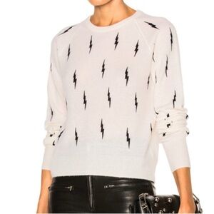 KATE MOSS X EQUIPMENT Bolt Ryder Intarsia 100% Cashmere‎ Ivory Sweater Small EUC